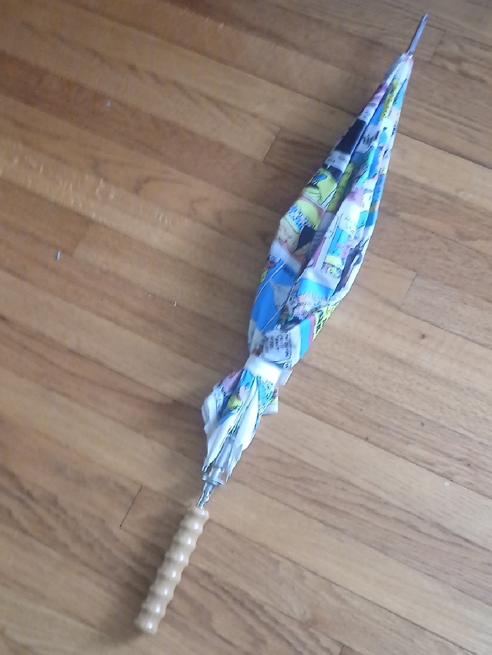 Vintage Evening Telegram Comic Strip Print Umbrella■ Large Size with Wood Handle